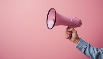 Amplifying the Message: A Pink Megaphone on a Rosy Backdrop