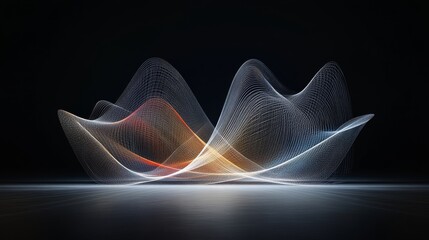 Randomly drawn colorful parabolas stand out against a plain black backdrop, with clean lines and photorealistic precision. 