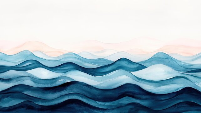 Ocean watercolor idea. Abstract watercolor waves reflecting the ethereal beauty of ocean movement.