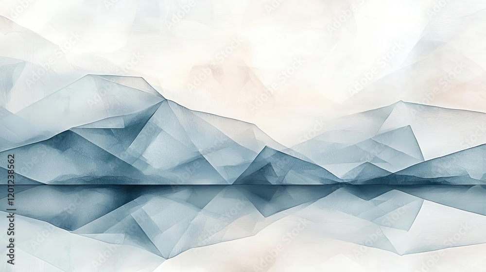 Canvas Prints Polygon watercolor concept. Abstract watercolor landscape with shades of blue reflecting on a calm surface.