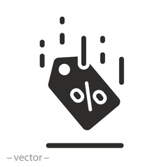 concept promo low price, reduction cost or rate icon, sale or discount coupon, flat vector illustration