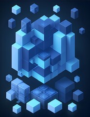 Obraz premium abstract blue cubes background