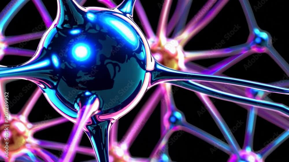 Poster abstract neural network visualization with glowing connections