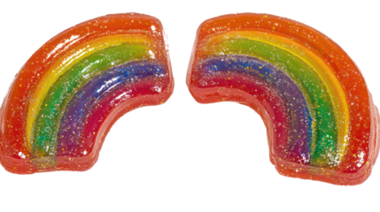 Colorful Rainbow-Shaped Gummy Candy Set Isolated Generative AI