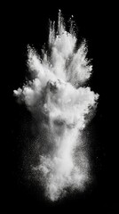Abstract White Powder Explosion on Black Background