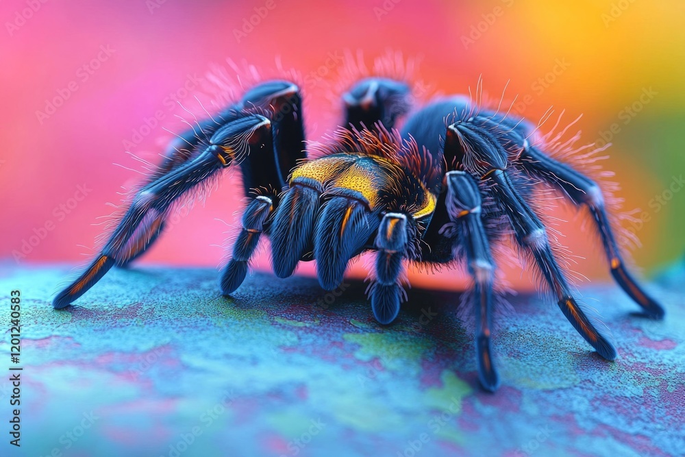 Poster a detailed view of a spider on a surface