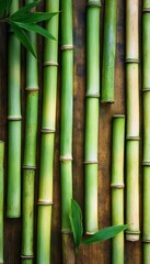 Fototapeta premium Green Bamboo Stalks Background, Natural Texture Pattern, Eco-Friendly Design Element, Zen Concept