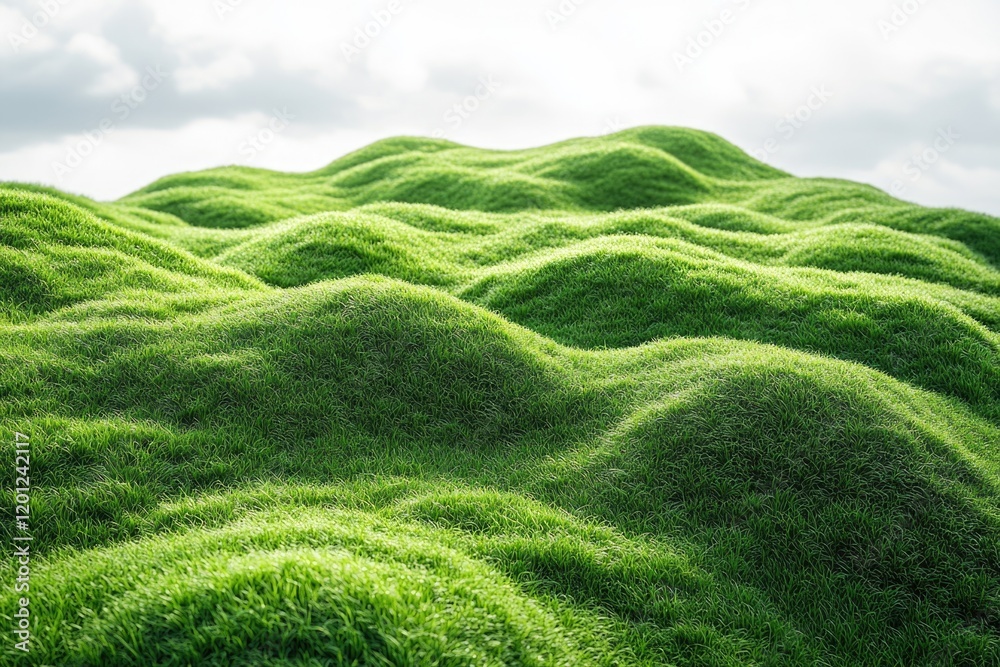 Aufkleber a serene scene of a field of green grass on a cloudy day, great for use in environmental or nature-t