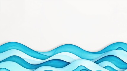 Obraz premium Ocean watercolor idea. Abstract blue waves on a white background, perfect for modern design and themes.