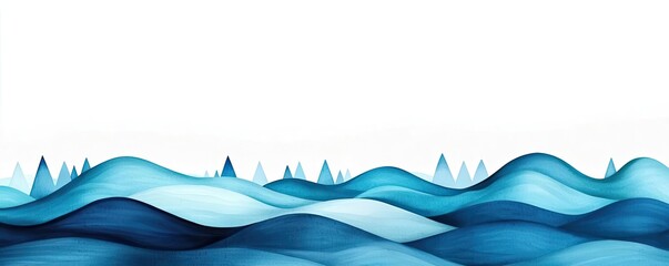 Ocean watercolor idea. Stylized ocean waves in blue tones, capturing the beauty of water in motion.