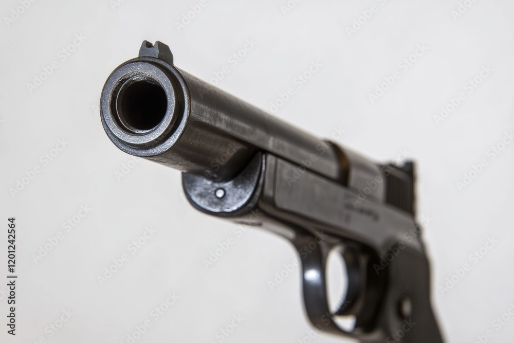 Aufkleber a close-up view of a gun on a white background, suitable for editorial use