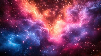 Obraz premium Vibrant cosmic nebula with colorful stars in deep space