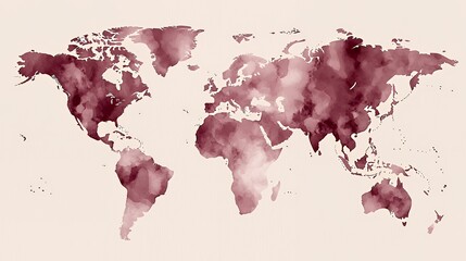 Crimson Watercolor World Map: A Global Artistic Vision