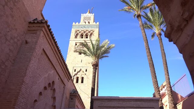 Africa, Morocco, Marrakech ,  Koutoubia islamic Mosque tourist attraction destination clo to Jemaa el Fna haritage  wordl 