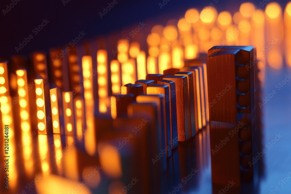 Poster A close-up of a row of candles with soft lighting and shadows