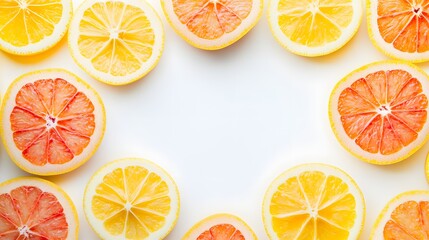 Obraz premium Citrus Fruit Slices Arranged In A Frame