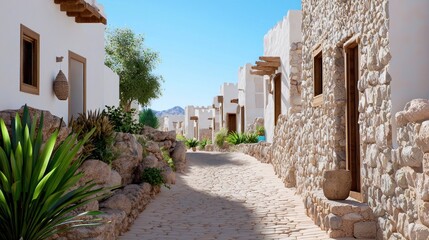Fototapeta premium Sunlit Desert Village Street