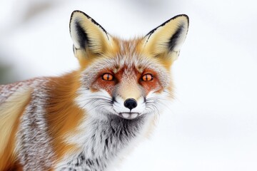 Fototapeta premium A close-up shot of a red fox in snowy surroundings