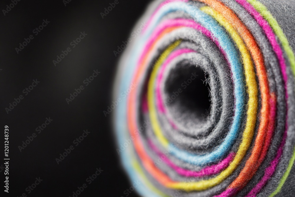 Poster a close-up shot of a roll of soft, fuzzy felt fabric