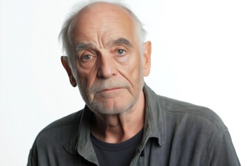 Fototapeta premium Close up portrait of a contemplative senior man with a serious expression, conveying a sense of wisdom and experience