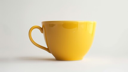 Yellow Ceramic Coffee Cup on White Background