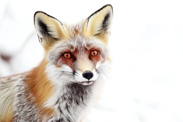 Fototapeta premium A close-up of a red fox in snowy environment