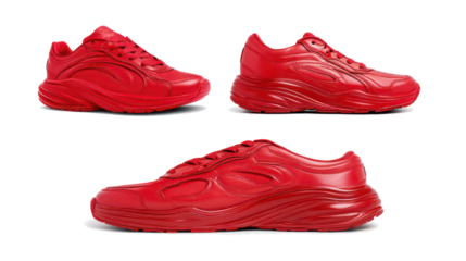 Chic Red Running Shoe Mockups for Active Living Generative AI