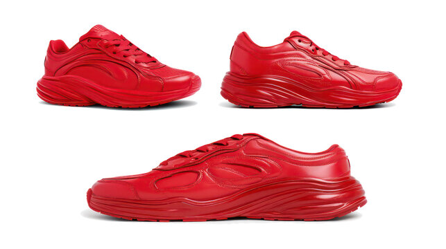 Chic Red Running Shoe Mockups for Active Living Generative AI