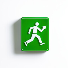 Emergency exit icon. Emergency exit sign with running figure isolated on white background