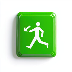 Emergency exit icon. Emergency exit sign with running figure isolated on white background