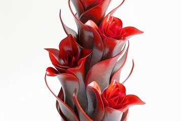 Elegant red abstract flower sculpture with smooth flowing curves.