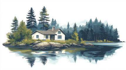 Obraz premium house on the river
