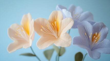 Tender Rhododendron flowers, pastel floral wallpaper, cotton fabric texture, delicate aesthetic effect