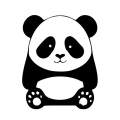 Fototapeta premium Cartoon of Panda, Black & White
