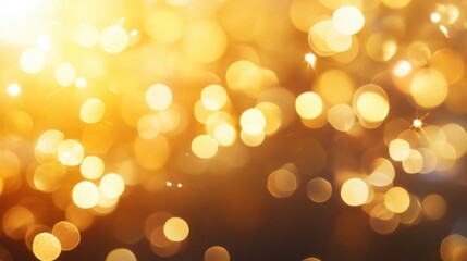 Obraz premium Golden bokeh lights dance softly on a rich orange background, creating a warm and inviting atmosphere filled with joy and celebration