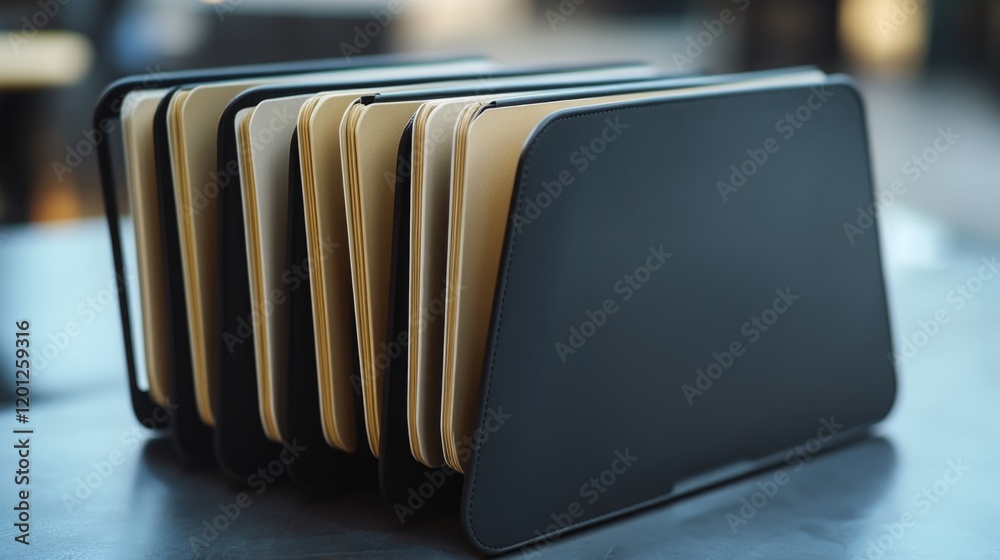 Aufkleber A stack of books sits on a table, perfect for displaying book collections or using as a prop in photography and filmmaking