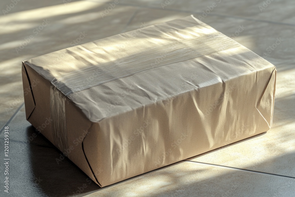 Poster a simple cardboard box sits on a tile floor