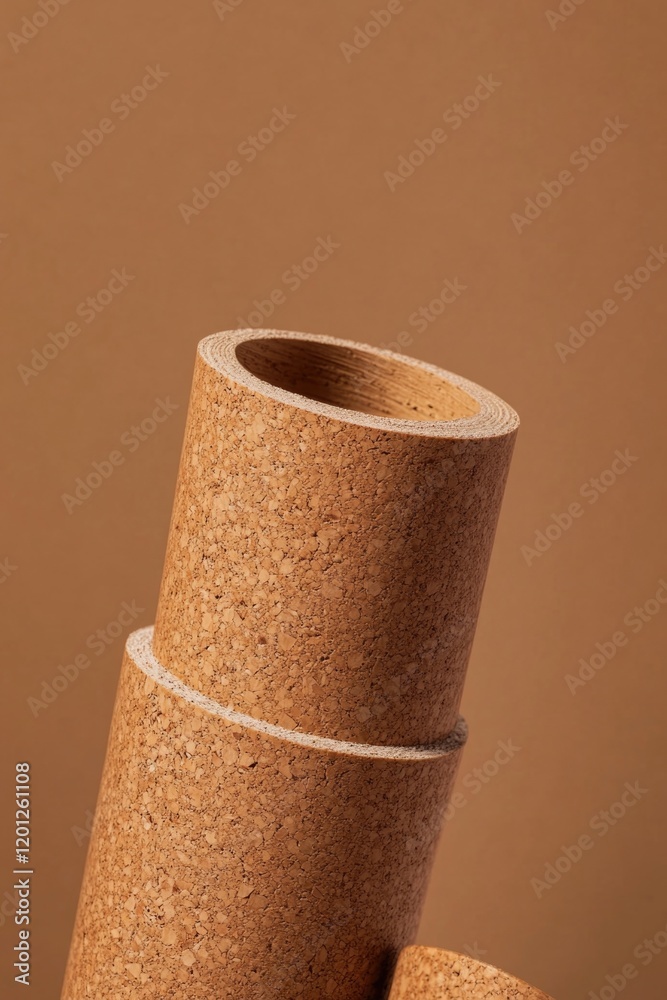 Poster A close-up view of two corks stacked on top of each other, suitable for use in wine-related or decorative contexts