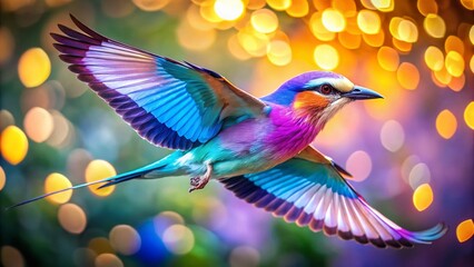 Obraz premium Majestic Lilac Roller Bird in Flight - 8K Ultra HD Wallpaper