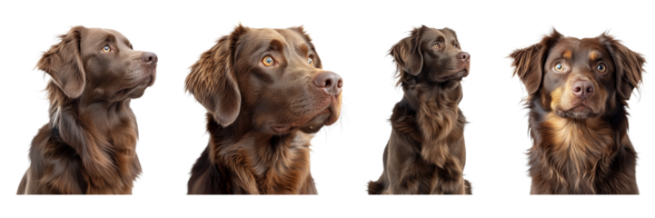 Brown dogs collection isolated on transparent background. PNG. Generated AI
