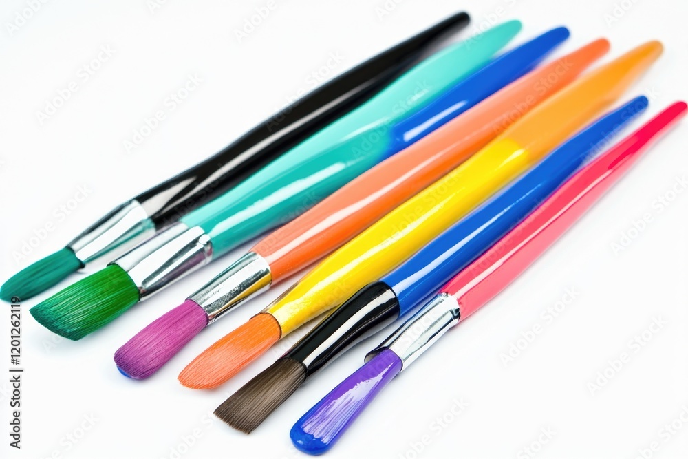 Aufkleber a group of paint brushes arranged neatly next to each other, ready for use