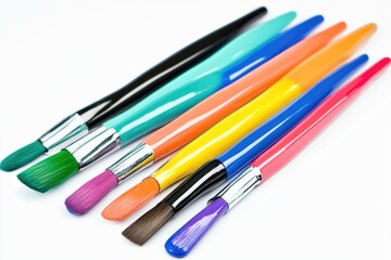 Fototapeta premium A group of paint brushes arranged neatly next to each other, ready for use