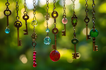 Floating Keys and Beads: A Dance of Colors and Sounds in a Field