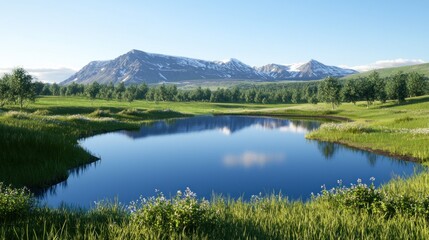 Serene Mountain Lake Landscape