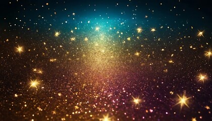 Obraz premium Holographic gradient background infused with dazzling lights, shimmering effects, and radiant gold stars, perfect for creating a magical fantasy scene. 12