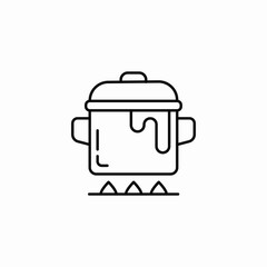 Cooking pot kitchen food icon vector sign