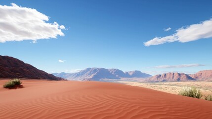 Naklejka premium Desert Landscape with Red Sand Dunes