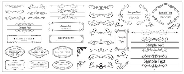 Decorative dividers. Calligraphic flourish ornaments. Vintage border,  frame. Vector set for greeting and invitation cards, certificates.eps