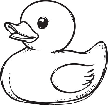 recommend clip art: Rubber Duck Bath Toy Linear Drawing Sketched Art Line Vector Illustration