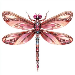 Fototapeta premium Intricate pink dragonfly design showcasing enchanting craftsmanship and detail